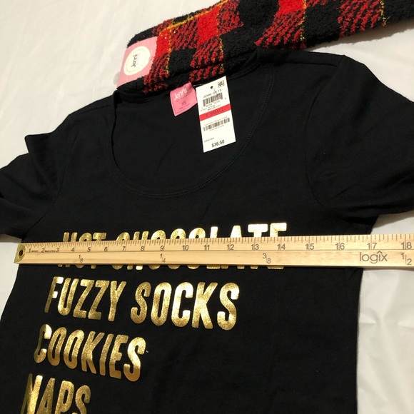 NWT Jenni Women’s Black Graphic Sleepshirt size XS and Red & Black Sock Set - Picture 6 of 12
